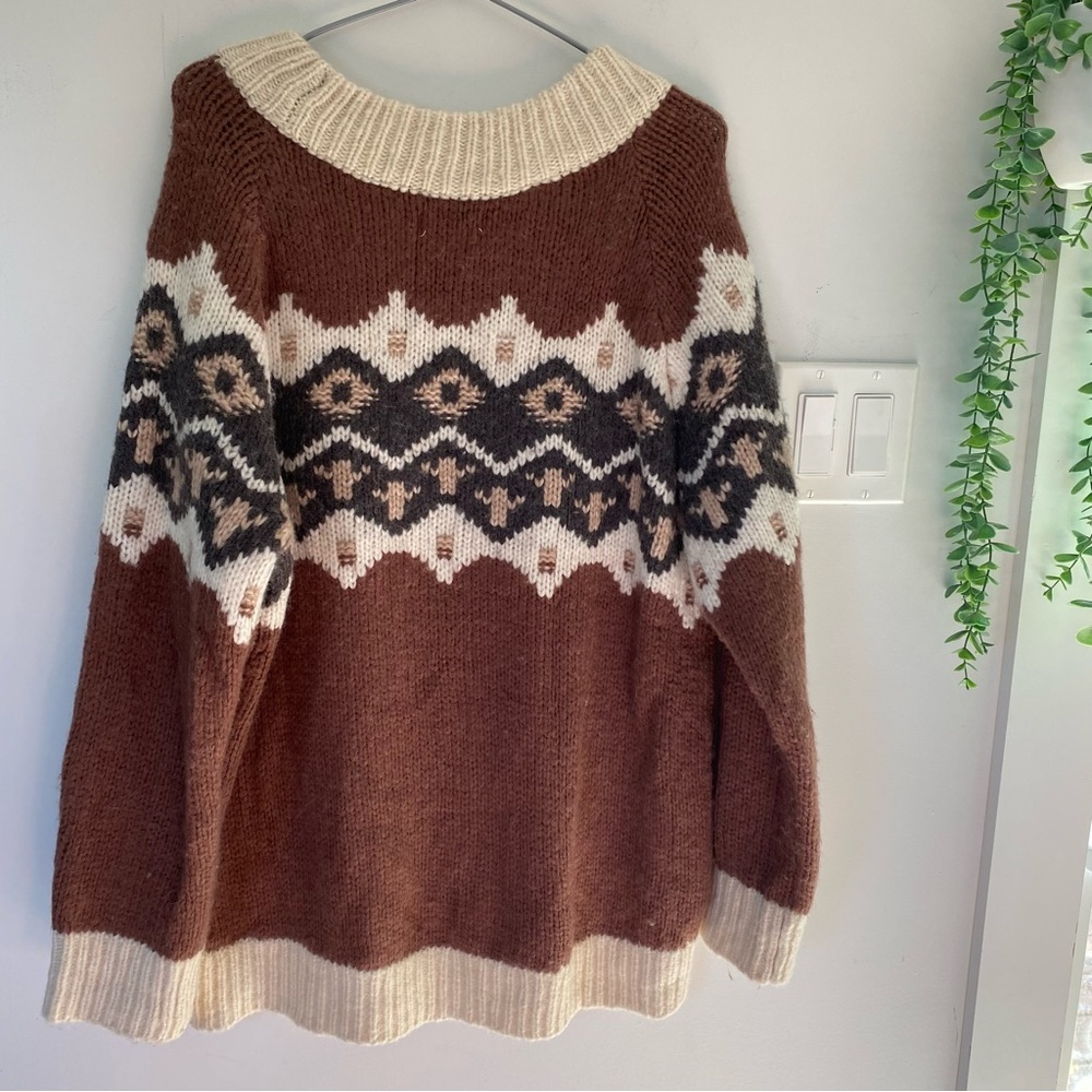 Aerie Fair Isle Oversized Chunky Knit Sweater Size Medium - Picture 5 of 6